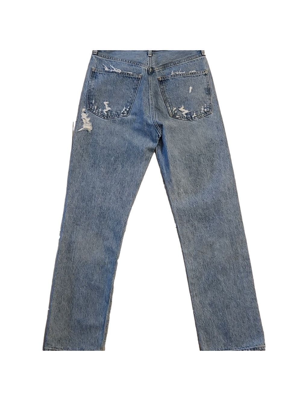 Jeans Crop Blue 90s Distressed Straight-Leg High-rise  Denim Size 25 - Picture 8 of 16
